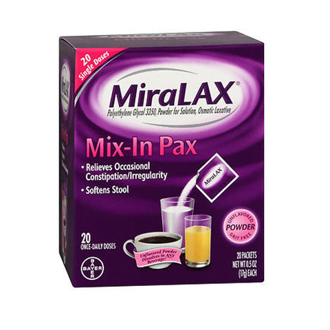 Bayer, MiraLAX Osmotic Laxative Powder Mix-In Pax, 20 Each