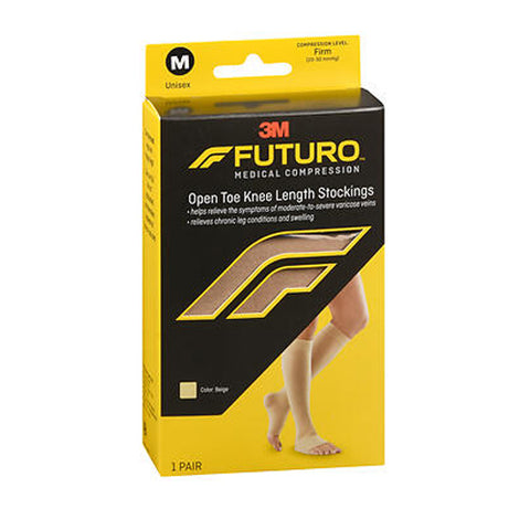 3M, Futuro Medical Compression Open Toe Knee Length Stockings Unisex Medium Beige Firm, 1 Each