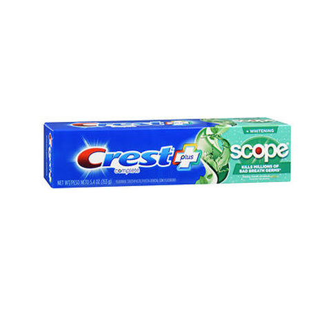 Crest, Complete Multi-Benefit Whitening + Scope Fluoride Toothpaste Minty Fresh Striped, 5.4 Oz