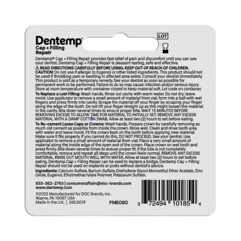 D.O.C., Dentemp Maximum Strength Cap + Filling Repair, 2.64 Grams
