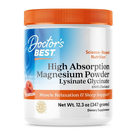 Doctors Best, Magnesium Powder Peach Flavored, 347 Grams