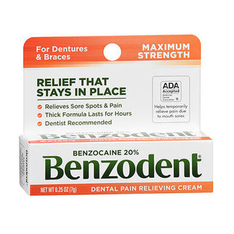 Benzodent, Dental Pain Relieving Cream, 0.25 Oz