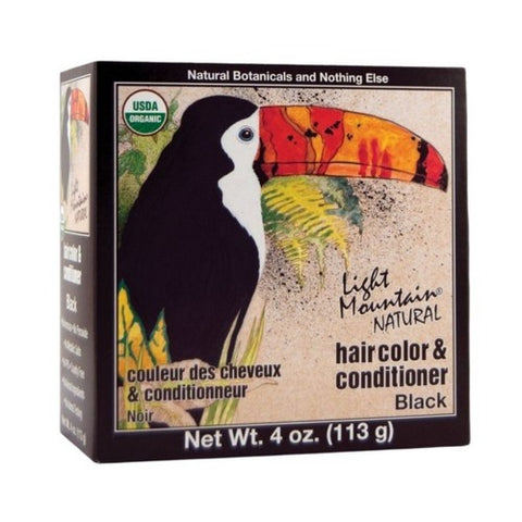 Light Mountain, Natural Hair Color and Conditioner, Black 4 Oz