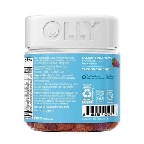 Olly, Kid's Multi + Probitic Gummy Multivitamin, 0, Yum Berry 70 Gummies