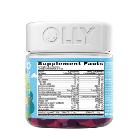 Olly, Kid's Multi + Probitic Gummy Multivitamin, 0, Yum Berry 70 Gummies