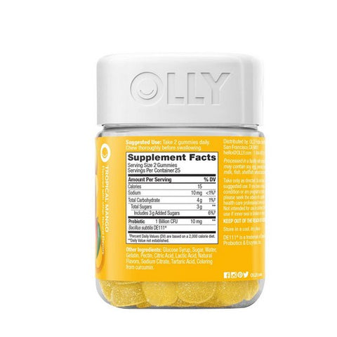 Olly, Probiotic Gummy Tropical Mango, 0, 50 Gummies