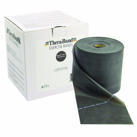 Thera-Band, Exercise Resistance Band Thera-Band Black 5 Inch X 50 Yard X-Heavy Resistance, 1 Each