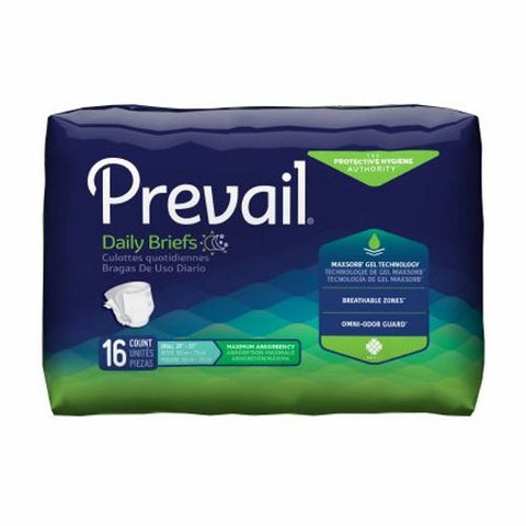 Prevail, Unisex Adult Incontinence Brief Prevail Tab Closure Small Disposable Heavy Absorbency, 16 Count (Case of 6)