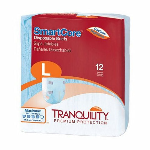 Principle Business Enterprises, Unisex Adult Incontinence Brief Tranquility SmartCore Tab Closure Large, Pack Of 12