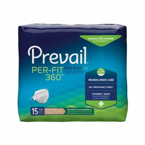 First Quality, Unisex Adult Incontinence Brief Prevail Per-Fit 360° Tab Closure X-Large Disposable Heavy Absorbenc, Count of 15