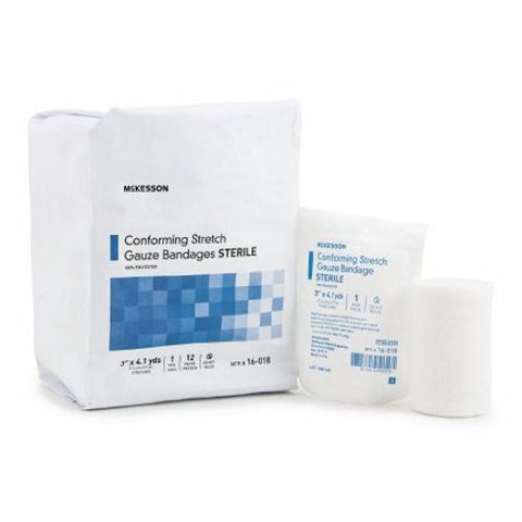 McKesson, Conforming Stretch Gauze Bandages, Sterile 3 In X 4 1/10 Yard, Case Of 8