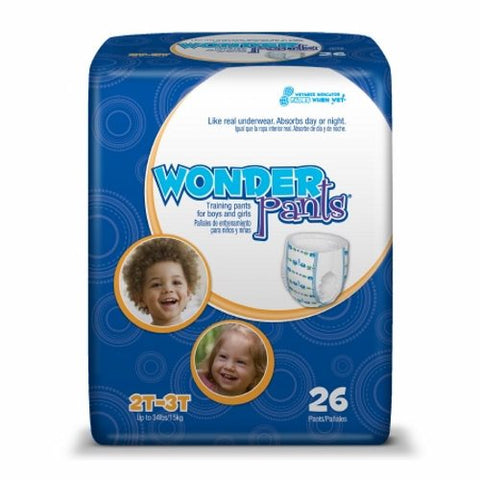 First Quality, Unisex Toddler Training Pants WonderPants Pull On with Tear Away Seams 2T to 3T Disposable Heavy Ab, Pack Of 26