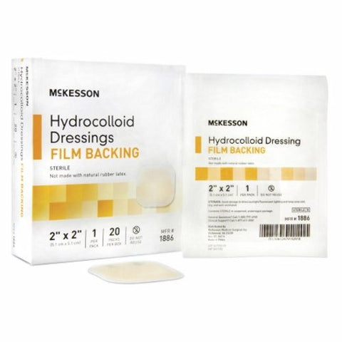 McKesson, Hydrocolloid Dressing Waterproof Film Backing 2 X 2 Inch Square 1886, Count of 1