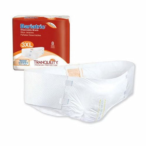 Principle Business Enterprises, Unisex Adult Incontinence Brief Tranquility Bariatric Tab Closure 3X-Large Disposable Heavy Absorbe, Count of 8