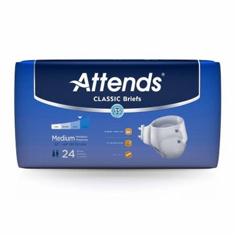 Attends, Unisex Adult Incontinence Brief Attends Classic Tab Closure Medium Disposable Heavy Absorbency, Case Of 4