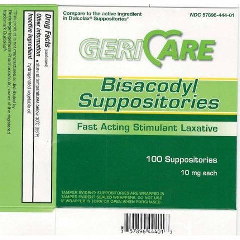 McKesson, Laxative Geri-Care Suppository 100 per Box 10 mg Strength Bisacodyl USP, Box Of 1