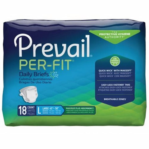 First Quality, Unisex Adult Incontinence Brief Large Disposable Heavy Absorbency PF-013/1, Pack Of 18