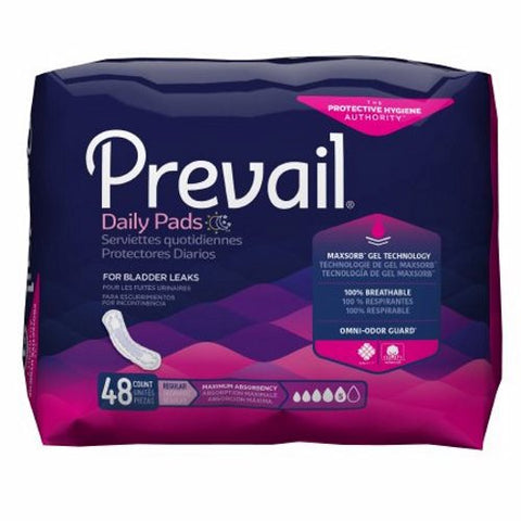 First Quality, Bladder Control Pad Prevail Daily Pads Ultimate 16 Inch Length Heavy Absorbency Polymer Core One Si, Pack Of 33