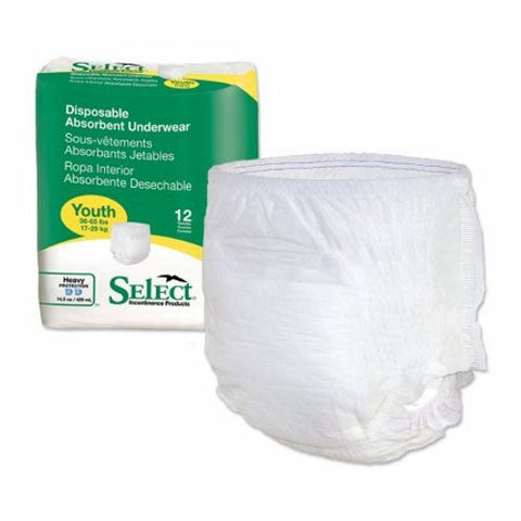 Principle Business Enterprises, Unisex Youth Absorbent Underwear Select Pull On with Tear Away Seams Pediatric Disposable Heavy Abs, Count of 12