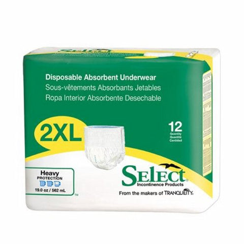 Principle Business Enterprises, Unisex Adult Absorbent Underwear Select Pull On with Tear Away Seams 2X-Large Disposable Heavy Abso, Count of 12