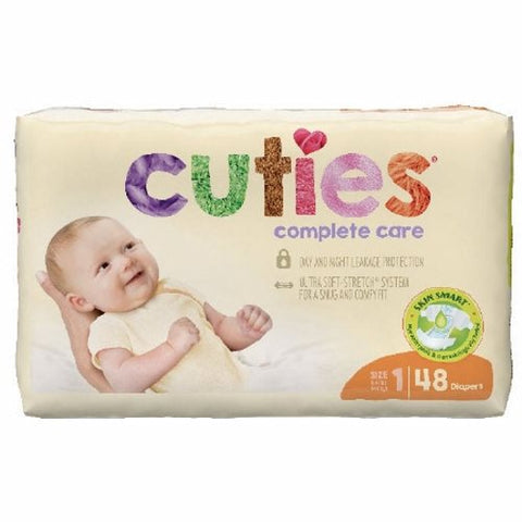 First Quality, Unisex Baby Diaper Cuties Complete Care Tab Closure Size 1 Disposable Heavy Absorbency, Count of 176
