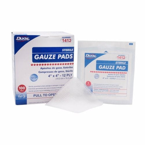 Dukal, Gauze Sponge Dukal Cotton 12-Ply 4 X 4 Inch Square Sterile, Box Of 100