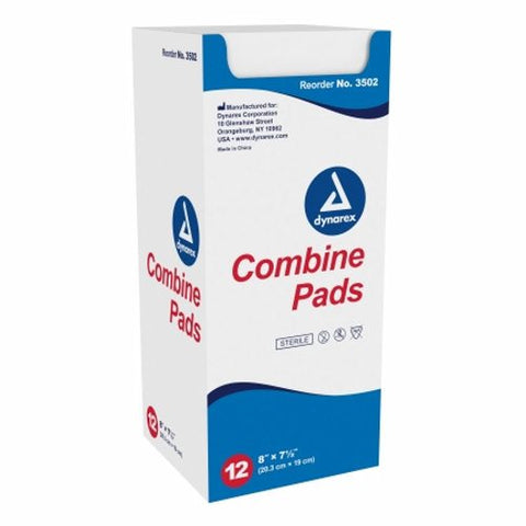 Dynarex, Abdominal Pad Dynarex Nonwoven / Fluff 7-1/2 X 8 Inch Rectangle Sterile, Box Of 12