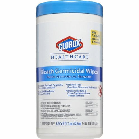 Lagasse, Surface Disinfectant Cleaner Clorox Healthcare Bleach Germicidal Wipe 70 Count NonSterile Canister, Count of 6