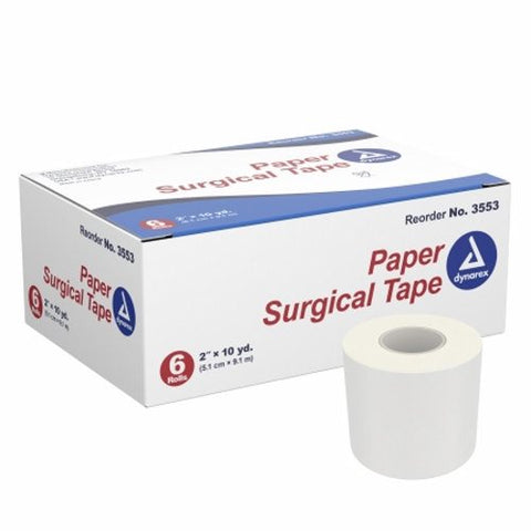 Dynarex, Medical Tape Dynarex Porous Paper 2 Inch X 10 Yard White NonSterile, Box Of 6
