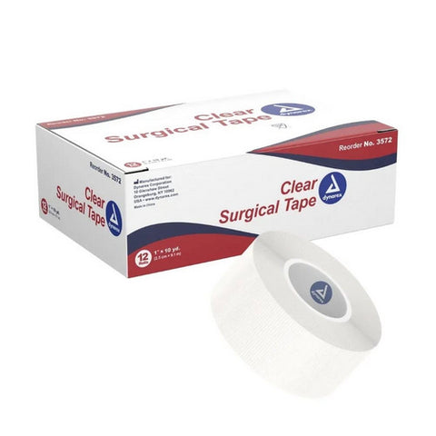Dynarex, Medical Tape Dynarex Porous 1 Inch X 10 Yard Transparent NonSterile, Box Of 12