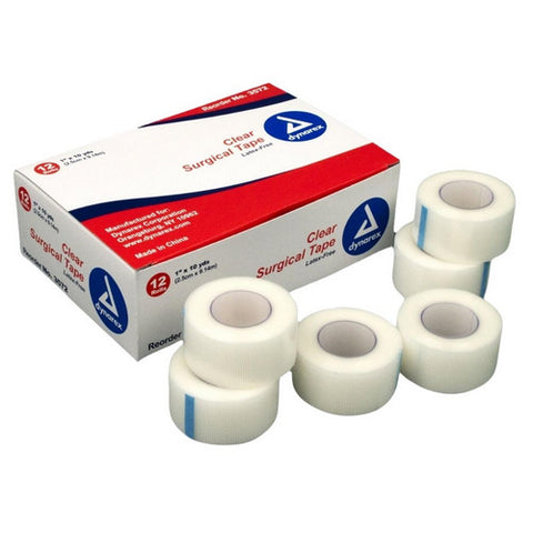 Dynarex, Medical Tape Dynarex Porous 1 Inch X 10 Yard Transparent NonSterile, Case Of 12