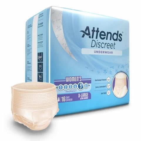 Attends, Female Adult Absorbent Underwear, Case Of 4