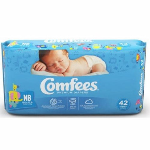 Attends, Unisex Baby Diaper Comfees Tab Closure Newborn Disposable Moderate Absorbency, Count of 42