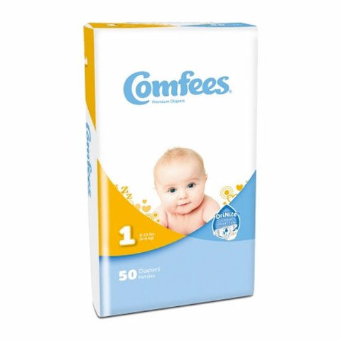 Attends, Unisex Baby Diaper Comfees Tab Closure Size 1 Disposable Moderate Absorbency, Case Of 4