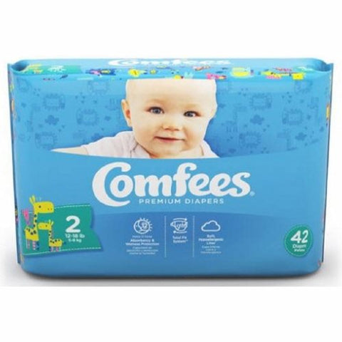 Attends, Unisex Baby Diaper Comfees Tab Closure Size 2 Disposable Moderate Absorbency, Case Of 4
