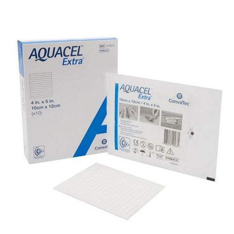 Convatec, Hydrofiber Dressing Aquacel Extra Hydrofiber (Sodium Carboxymethylcellulose) 4 X 5 Inch, Box Of 10
