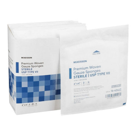 McKesson, Gauze Sponge 4 X 4 Inch 12-Ply Sterile 16-42442, 1 Pack