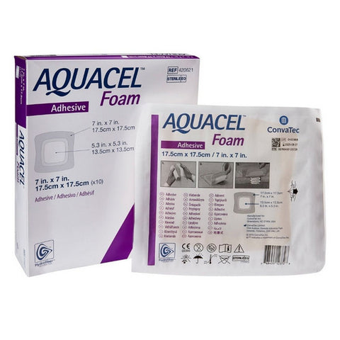 Convatec, Silicone Foam Dressing Aquacel 7 X 7 Inch Square Silicone Adhesive with Border Sterile, Box Of 10