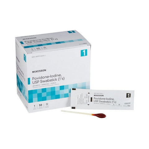 McKesson, Impregnated Swabstick McKesson 1 Pack Individual Packet 10% Strength Povidone-Iodine, Case Of 10