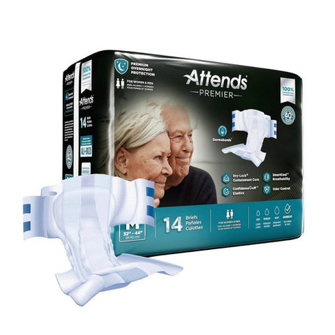 Attends, Unisex Adult Incontinence Brief Medium Disposable Heavy Absorbency ALI-BR20, Count of 14