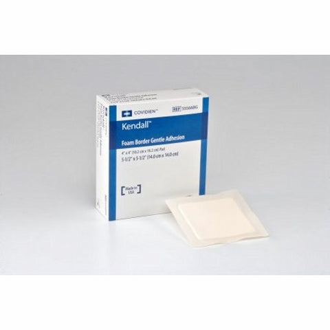 Cardinal, Foam Dressing 5-1/2 X 5-1/2 Inch With Border Film Backing Silicone 55566BG, Case Of 5