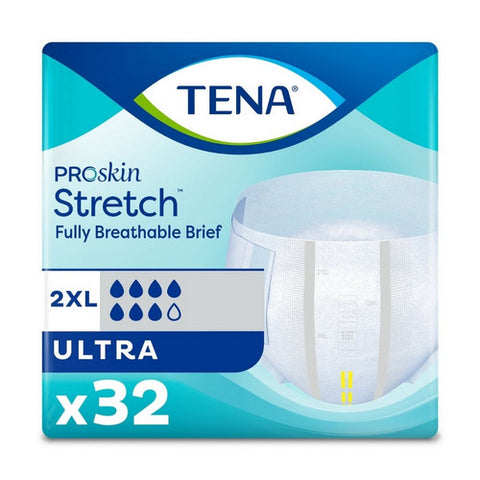 Tena, Unisex Adult Incontinence Brief TENA Stretch Ultra Tab Closure 2X-Large Disposable Heavy Absorbency, Count of 32