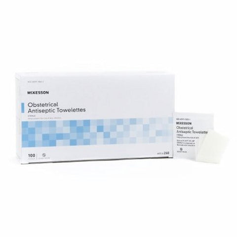 McKesson, Obstetrical Wipe McKesson Individual Packet BZK (Benzalkonium Chloride) Clean Scent 100 Count, Box Of 1
