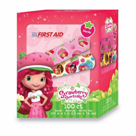 Dukal, Adhesive Strip American White Cross Stat Strip 3/4 X 3 Inch Plastic Rectangle Kid Design (Strawber, Case Of 12
