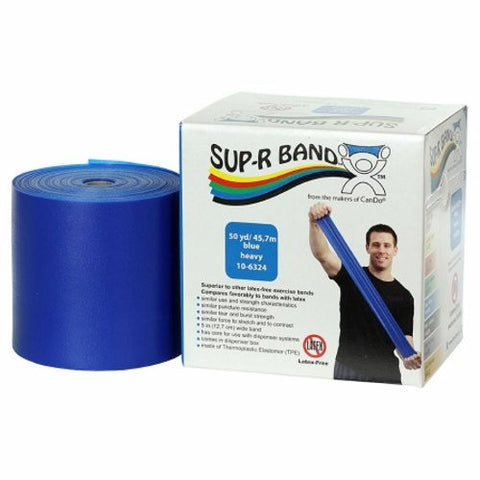 Fabrication Enterprises, Exercise Resistance Band Blue 5 Inch X 50 Yard Heavy Resistance 10-6324, 5 Inch x 50 Yard