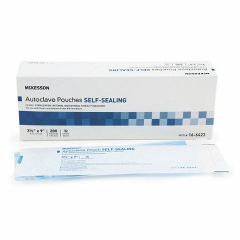 McKesson, Sterilization Pouch Ethylene Oxide Gas / Steam 3-1/2 X 9 Inch Transparent 16-6423, Box Of 200