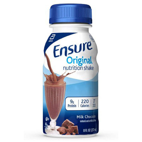 Abbott Nutrition, Ensure Original Nutitrion Shake Oral Supplement Chocolate Flavor, 8 Oz (Count of 24)
