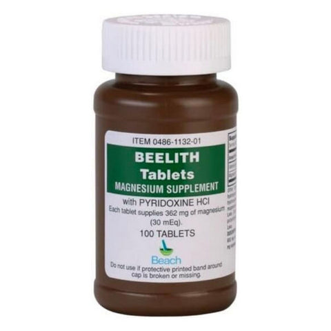 Beach Products, Mineral Supplement Beelith Magnesium Oxide / Pyridoxine HCl 362 mg - 20 mg Strength Tablet 100 per, 100 Tablets
