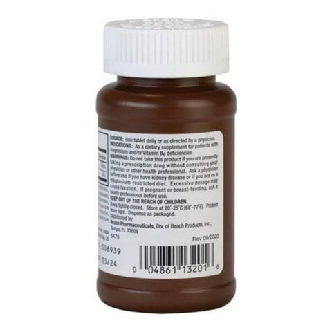 Beach Products, Mineral Supplement Beelith Magnesium Oxide / Pyridoxine HCl 362 mg - 20 mg Strength Tablet 100 per, 100 Tablets