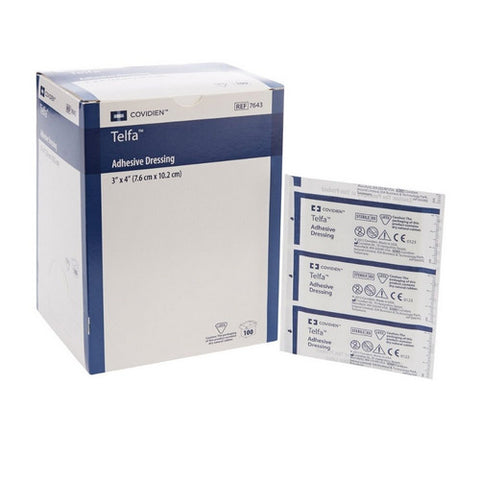 Cardinal, Adhesive Dressing Telfa 3 X 4 Inch Film / Cotton Rectangle White Sterile, Case Of 12